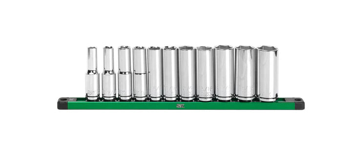 SK 11-Piece 1/2" Drive Deep SAE Chrome Socket Set
