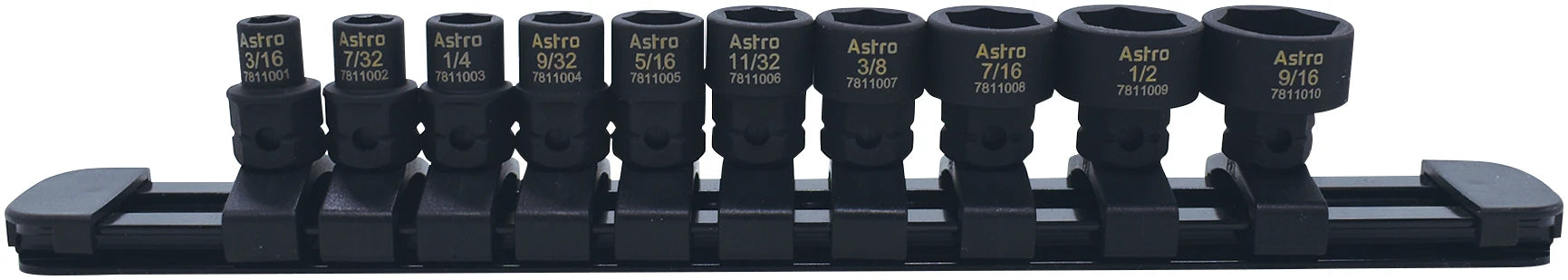 Astro 78110 10pc 1/4" Drive Low Profile Nano Impact Sockets