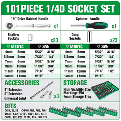SK 101-Piece 1/4" Drive Chrome Socket Set