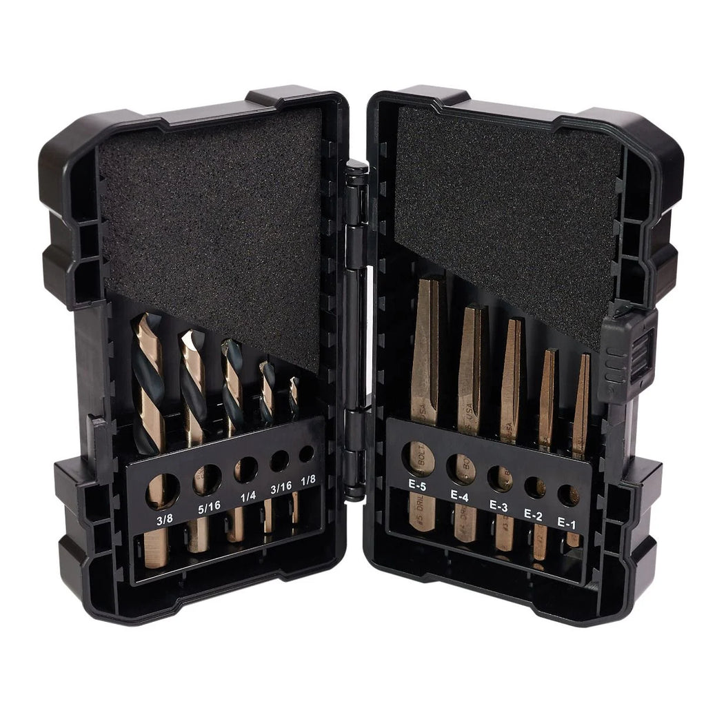 KnKut 10 Piece Left Hand Screw Machine Drill & Square Extractor Set