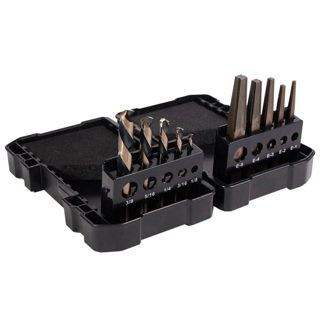 KnKut 10 Piece Left Hand Screw Machine Drill & Square Extractor Set