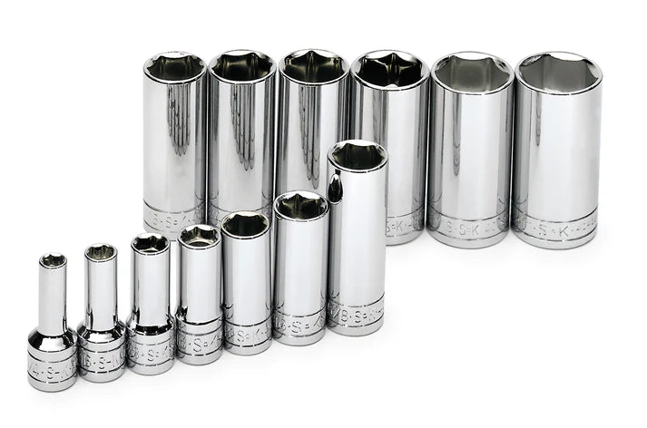 SK 13-Piece 3/8" Drive Deep SAE Chrome Socket Set