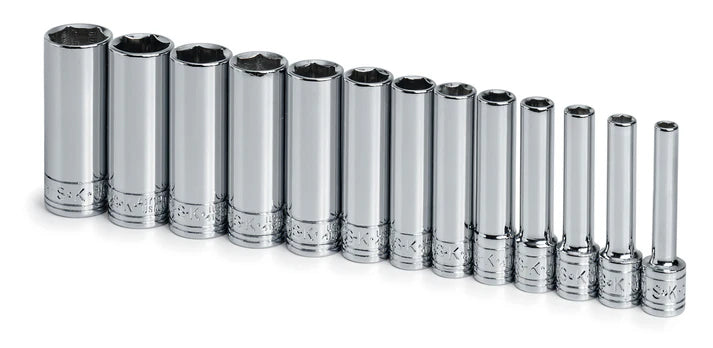 SK 13-Piece 1/4" Drive Deep 6 Point Metric Chrome Socket Set