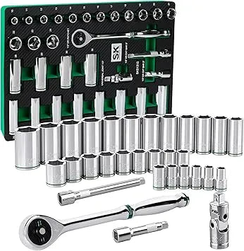 SK 34-Piece 1/2" Drive SAE Chrome Socket Set