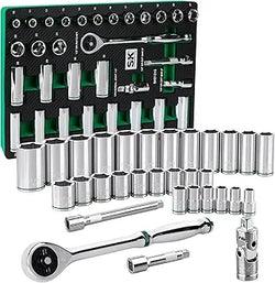 SK 34-Piece 1/2" Drive SAE Chrome Socket Set