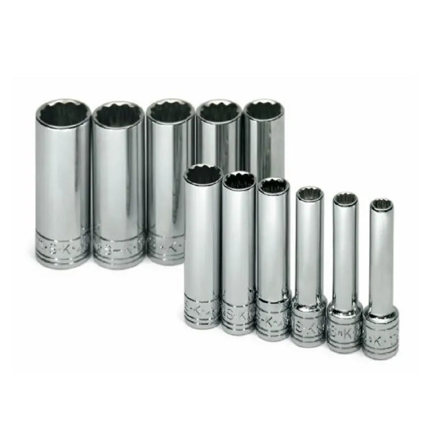 SK 11-Piece 1/4" Drive Deep 12 Point Metric Socket Set