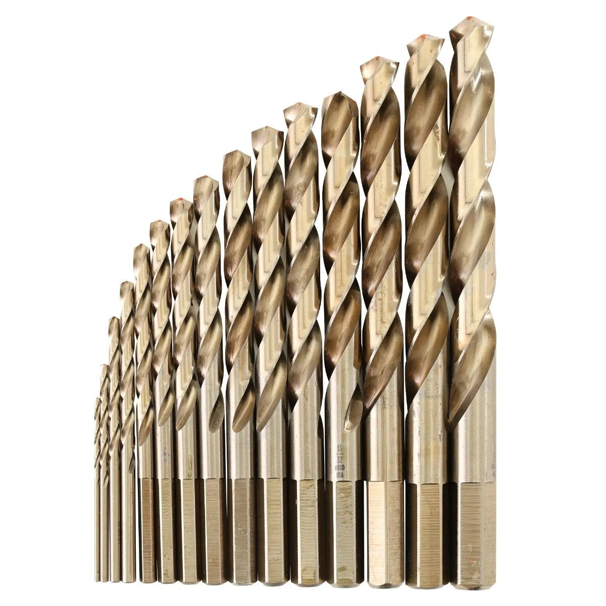 KnKut 15 Piece HD Hex Shank M35 Cobalt Jobber Length Drill Bit Set 1/16"-1/2" by 32nds