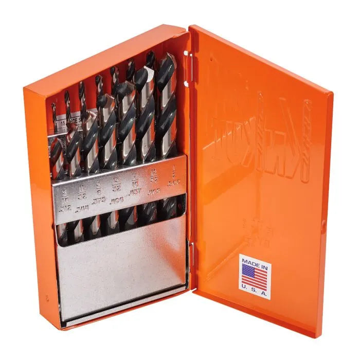 KnKut 15 Piece Jobber Length Drill Bit Set 1/16"-1/2" by 32nds