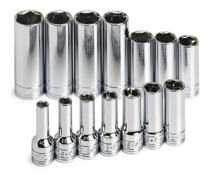 SK 14-Piece 3/8" Drive Deep 6 Point Metric Chrome Socket Set