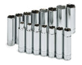 SK 15-Piece 1/2" Drive Deep 6 Point Chrome Socket Set