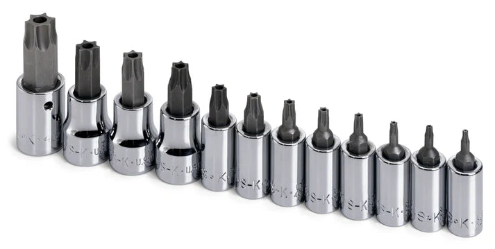 SK 12-Piece 1/4" & 3/8" Dr Tamper-Proof Torx Bit Socket Set