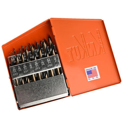 KnKut 21 Piece Mechanics Length Step Point Drill Bit Set 1/16"-3/8" by 64ths