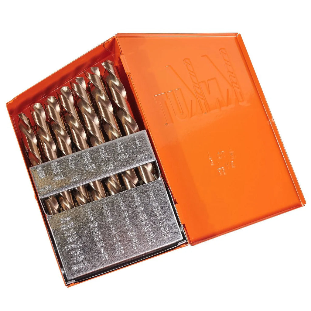 KnKut 29 Piece Left Hand Jobber Length Drill Bit Set 1/16"-1/2" by 64ths