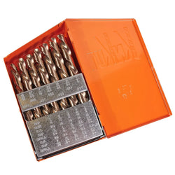 KnKut 29 Piece Left Hand Jobber Length Drill Bit Set 1/16"-1/2" by 64ths