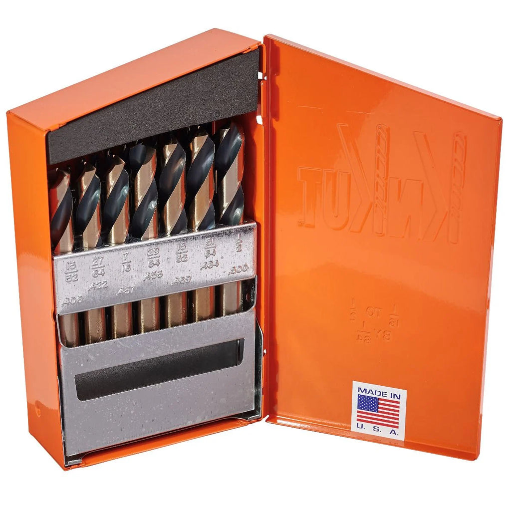 KnKut 29 Piece Stubby Length Drill Bit Set 1/16"-1/2" by 64ths