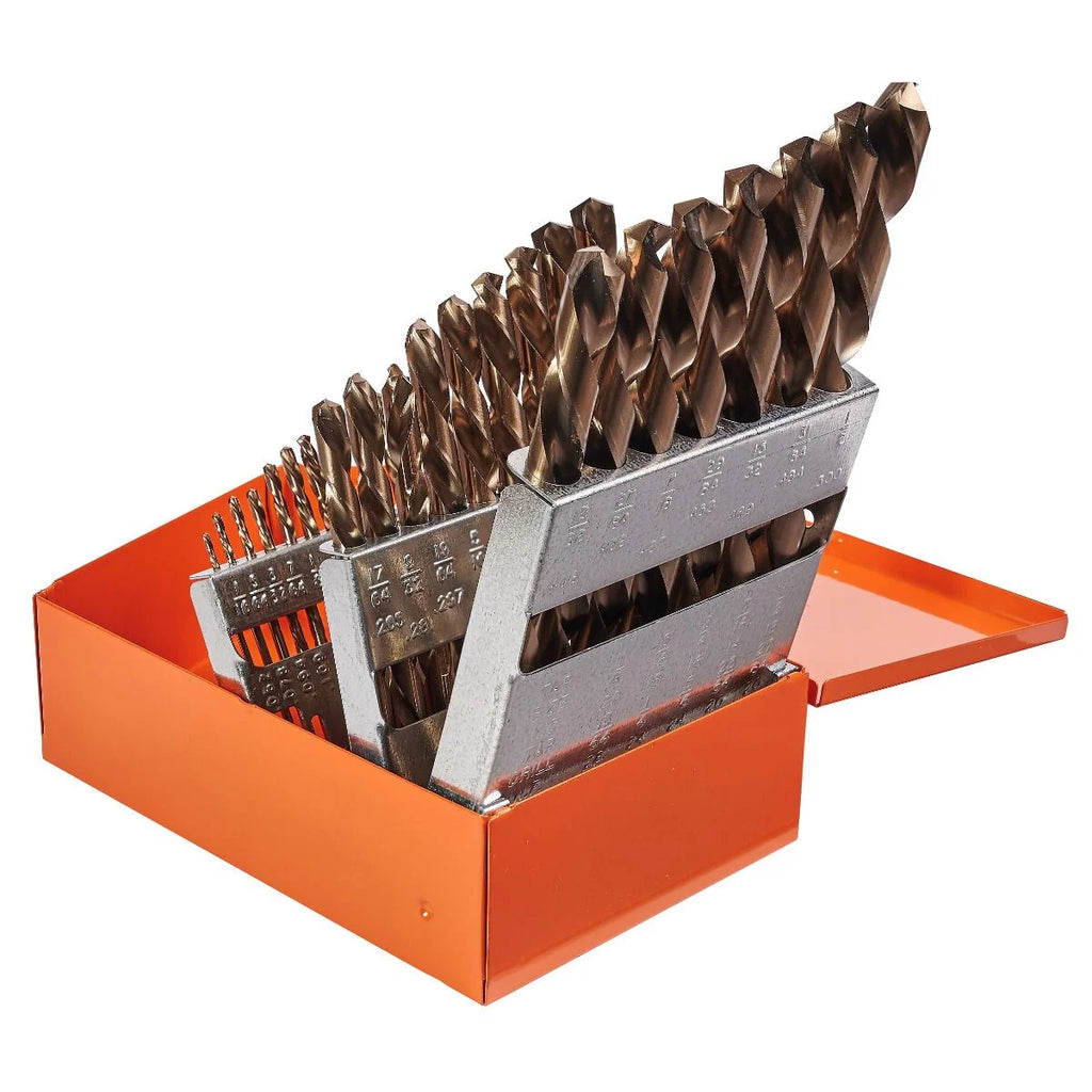 KnKut 29 Piece Left Hand Jobber Length Drill Bit Set 1/16"-1/2" by 64ths