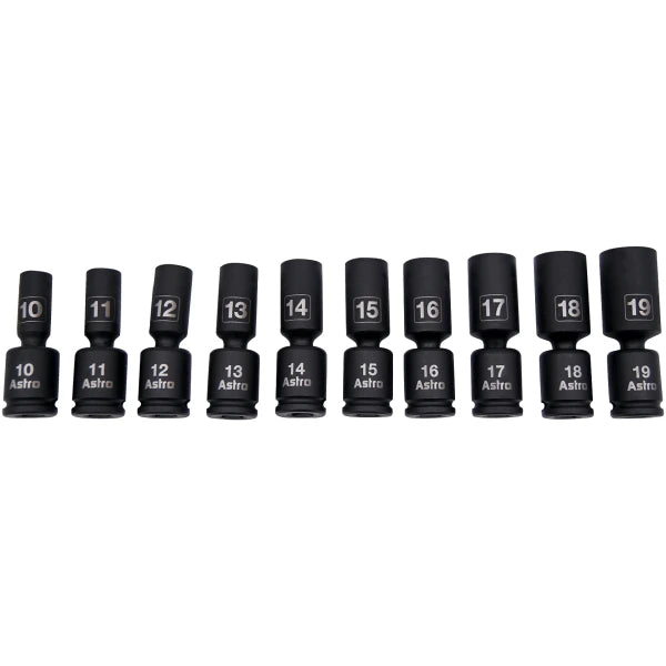 Astro 78344M 10pc 3/8" Drive Mid-Length Pinless Univ. Impact