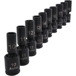 Astro 78344M 10pc 3/8" Drive Mid-Length Pinless Univ. Impact