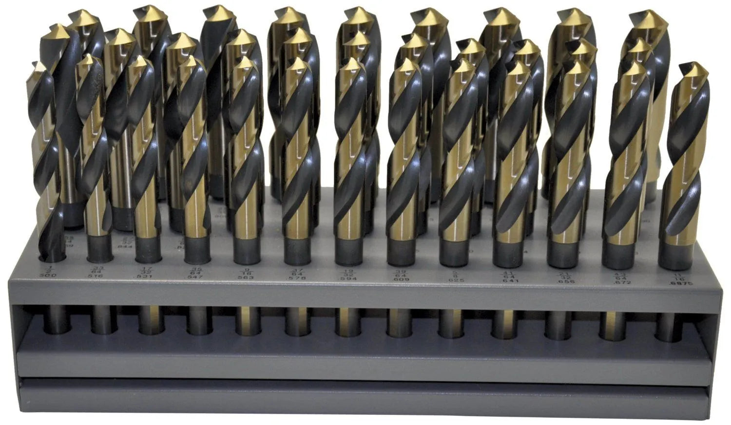 KnKut 33 Piece S&D Reduced Shank Drill Bit Set 1/2"-1" by 64ths