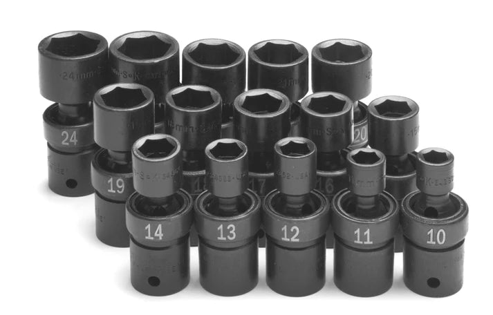 SK 15-Piece 1/2" Drive Swivel Metric Impact Socket Set