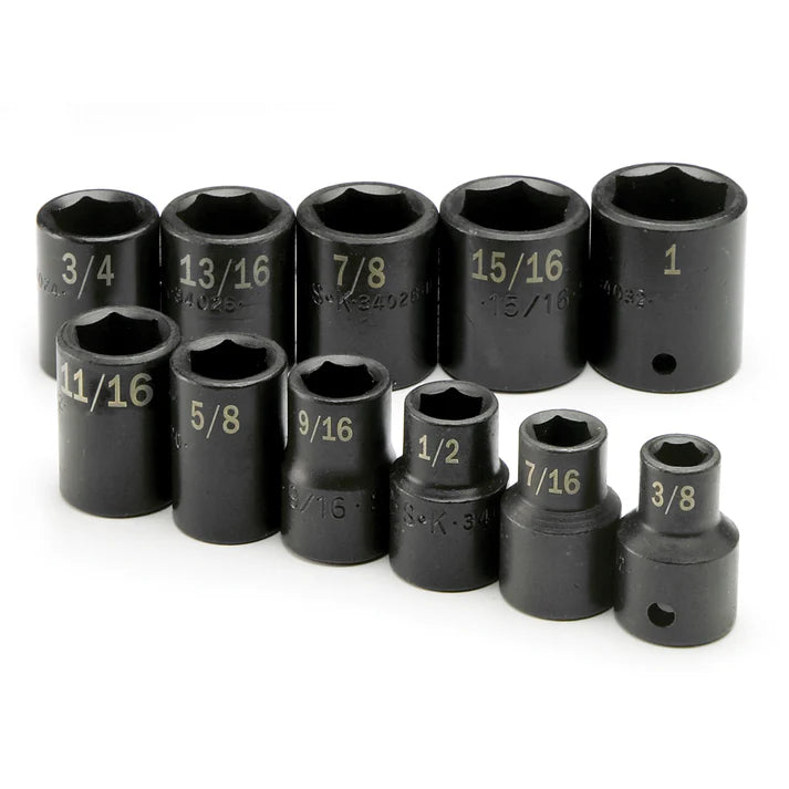 SK 11-Piece 1/2" Drive Standard SAE Impact Socket Set
