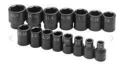 SK 15-Piece 1/2" Drive Standard SAE Impact Socket Set