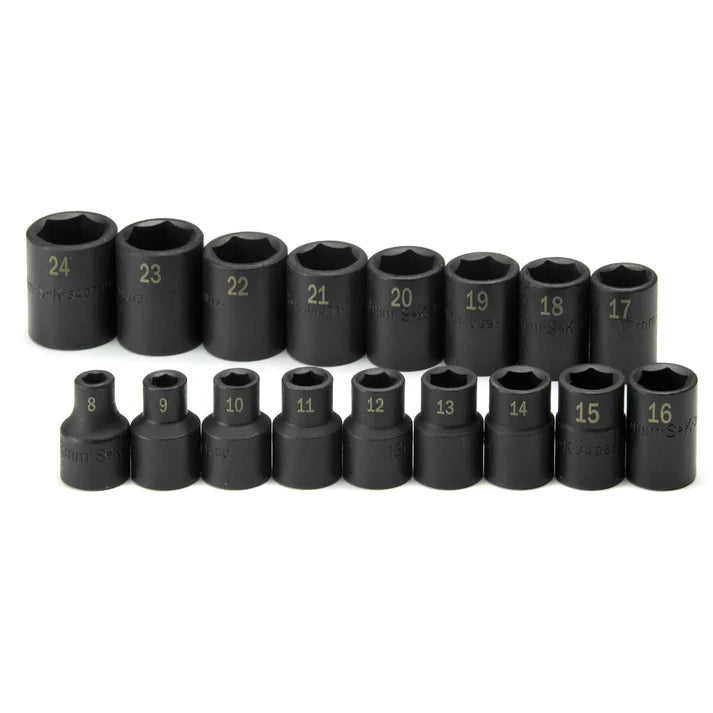 SK 17-Piece 1/2" Drive Standard Metric Impact Socket Set