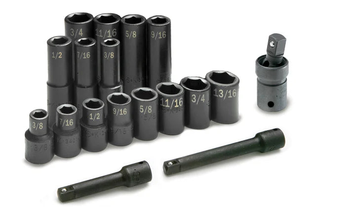SK 17-Piece 1/2" Drive 6 Point SAE Impact Socket Set