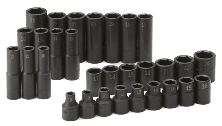 SK 30-Piece 1/2" Drive 6 Point Metric Impact Socket Set