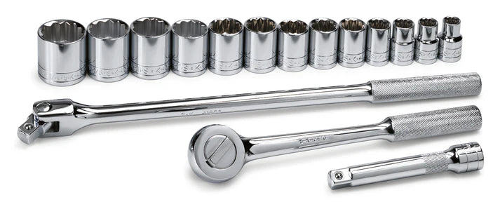 SK 16-Piece 1/2" Drive Standard 12 Point SAE Socket Set