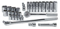 SK 28-Piece 1/2" Drive 6 Point SAE Chrome Socket Set