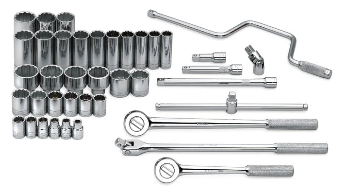 SK 1/2" Drive Standard 12 Point SAE Chrome Socket Set