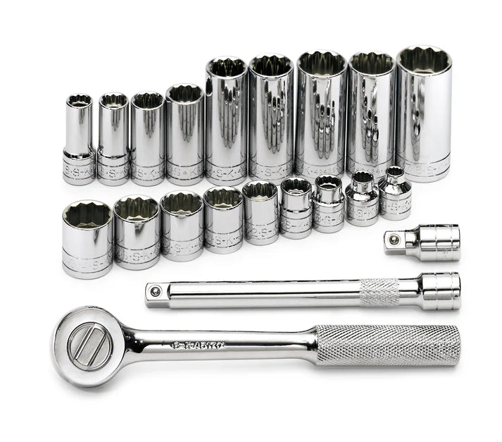SK 21-Piece 3/8" Drive 12 Point SAE Chrome Socket Set