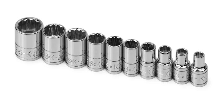 SK 10-Piece 1/4" Drive Standard 12 Point SAE Socket Set