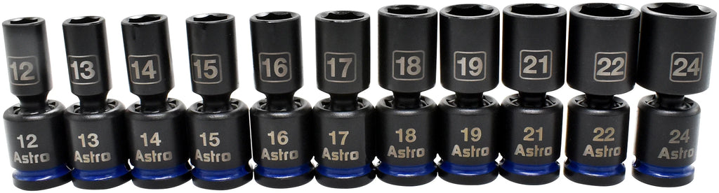 Astro 78244M 11pc 1/2" Drive Mid-Length Pinless Univ. Impact