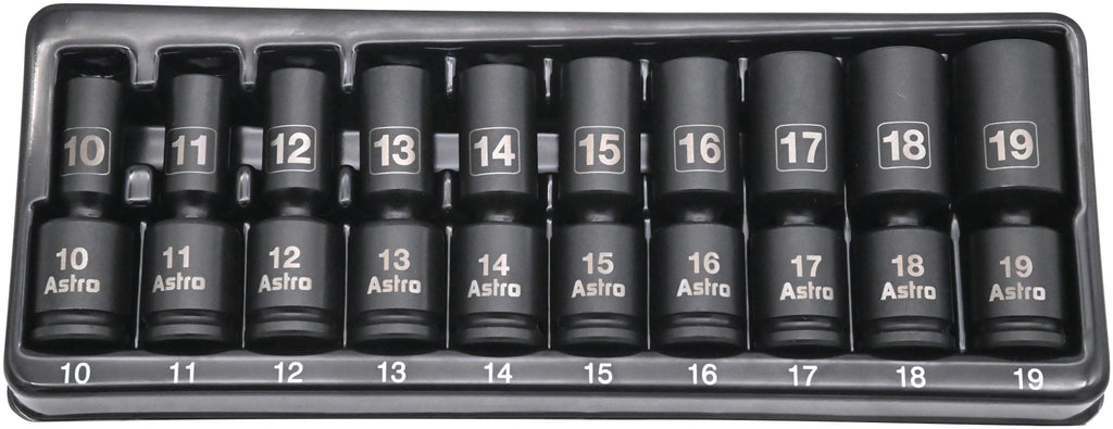 Astro 78344M 10pc 3/8" Drive Mid-Length Pinless Univ. Impact