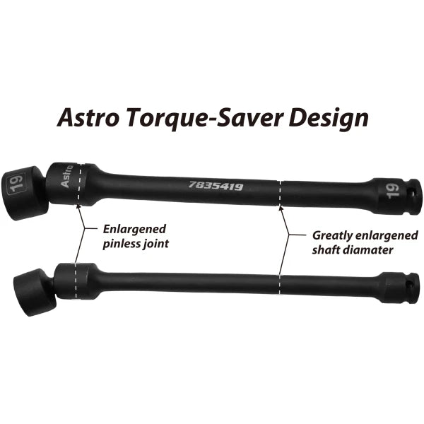 Astro 78354 10pc 3/8" Drive 6Pt Pinless Univ. Torque-Saver