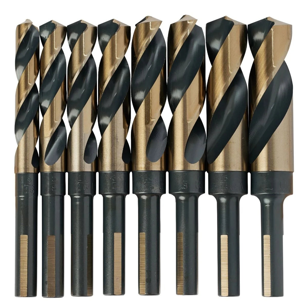 KnKut 8 Piece S&D 1/2" Reduced Shank Drill Bit Set 9/16"-1" by 16ths