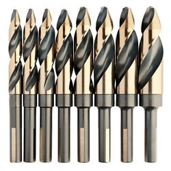 KnKut 8 Piece Step Point 1/2" Reduced Shank Drill Bit Set 9/16"-1" by 16ths