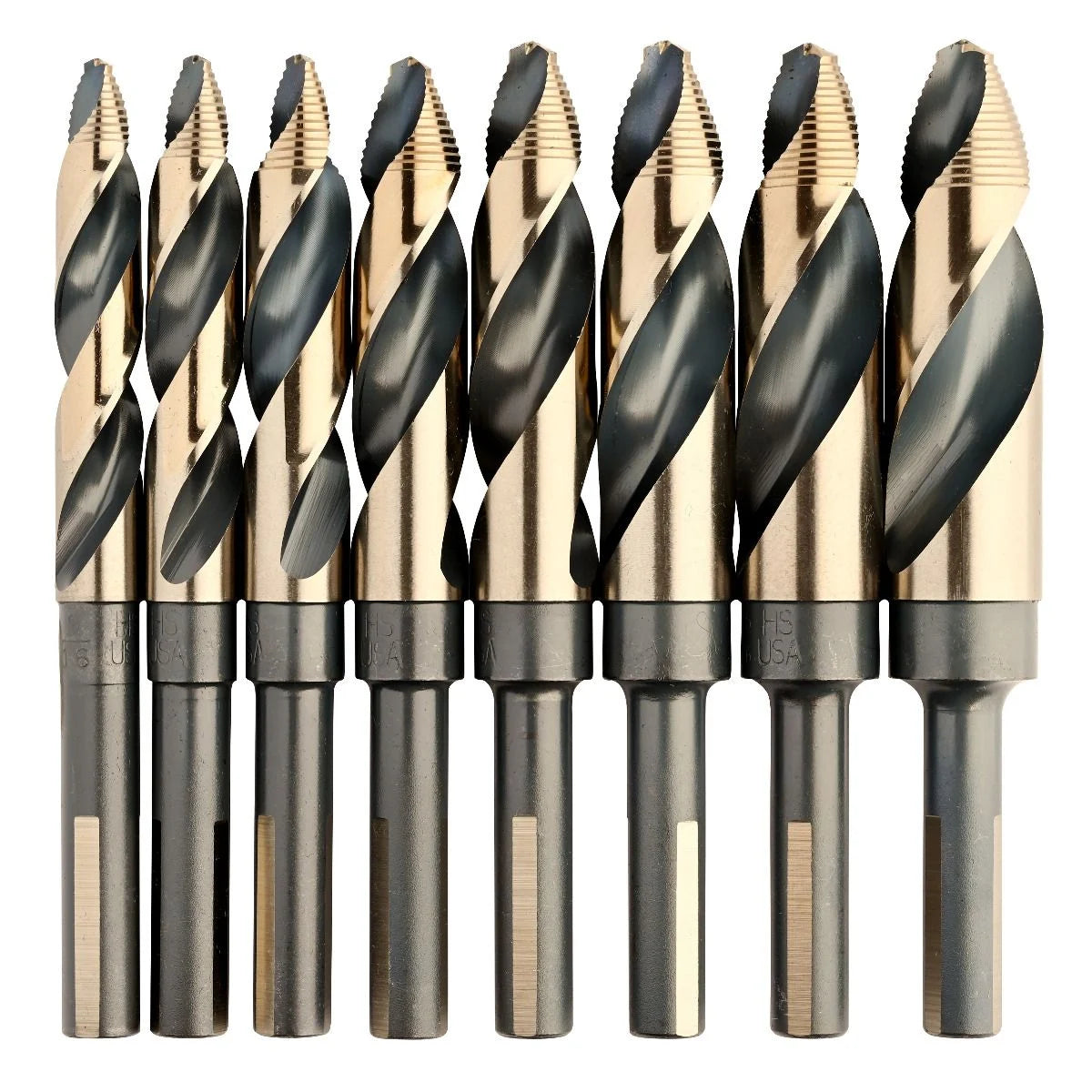 KnKut 8 Piece Step Point 1/2" Reduced Shank Drill Bit Set 9/16"-1" by 16ths