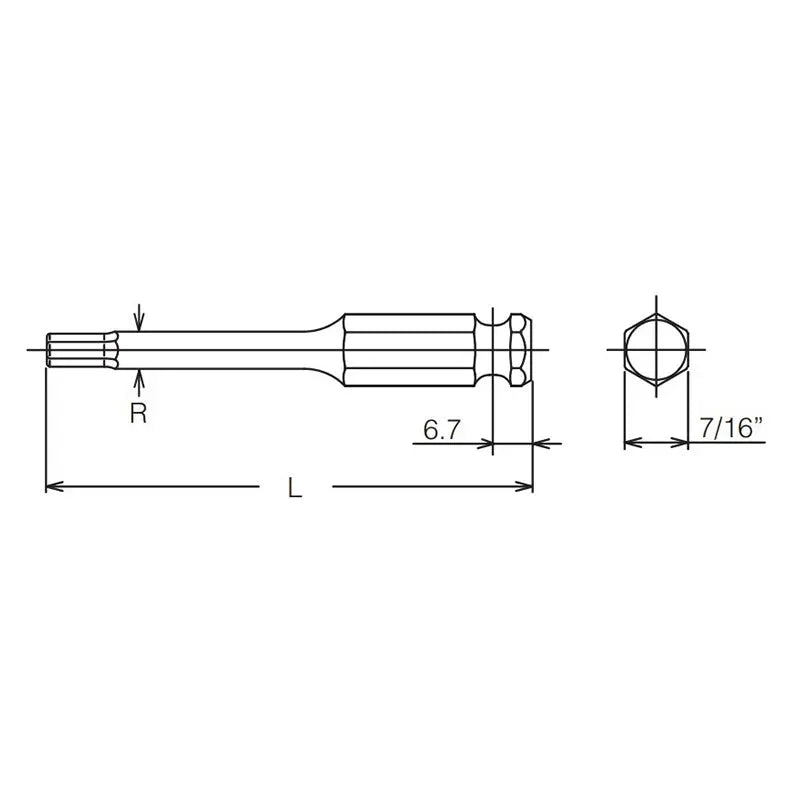 7/16 Hex Dr. Bit  3/16 Hex Length 35mm