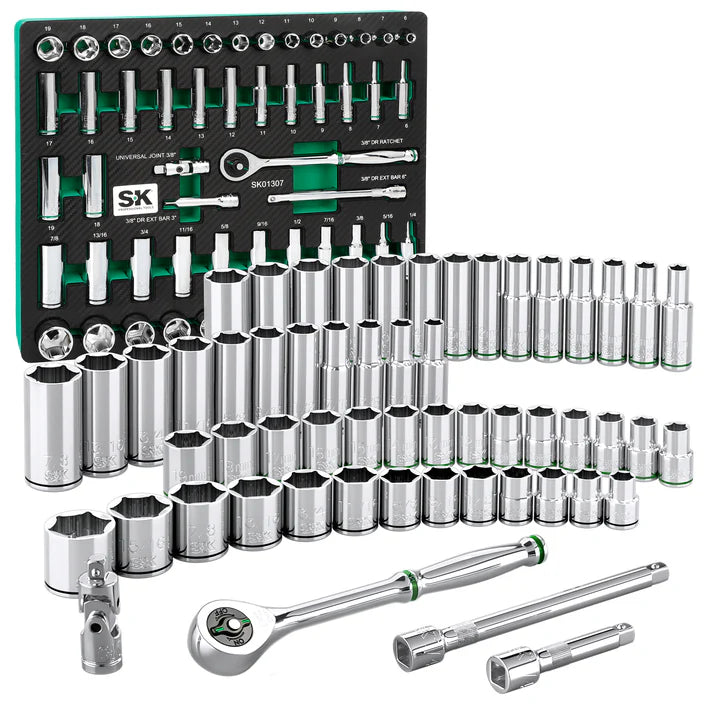 SK 57-Piece 3/8" Drive Ratchet & Chrome Socket Set