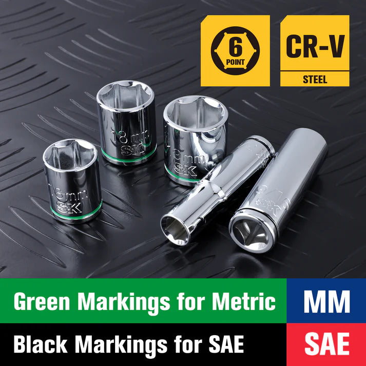 SK 57-Piece 3/8" Drive Ratchet & Chrome Socket Set