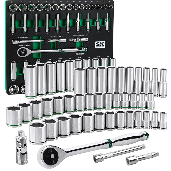 SK 52-Piece 1/2" Drive Chrome Socket Set