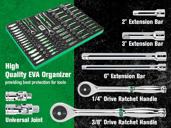 SK 105-Piece 1/4" & 3/8" Drive Chrome Socket Set