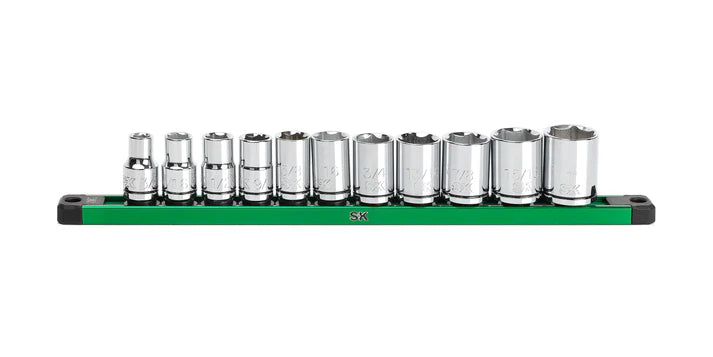 SK 11-Piece 1/2" Drive Standard SAE Chrome Socket Set