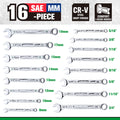 SK 16-Piece SAE/Metric Combination Wrench Set