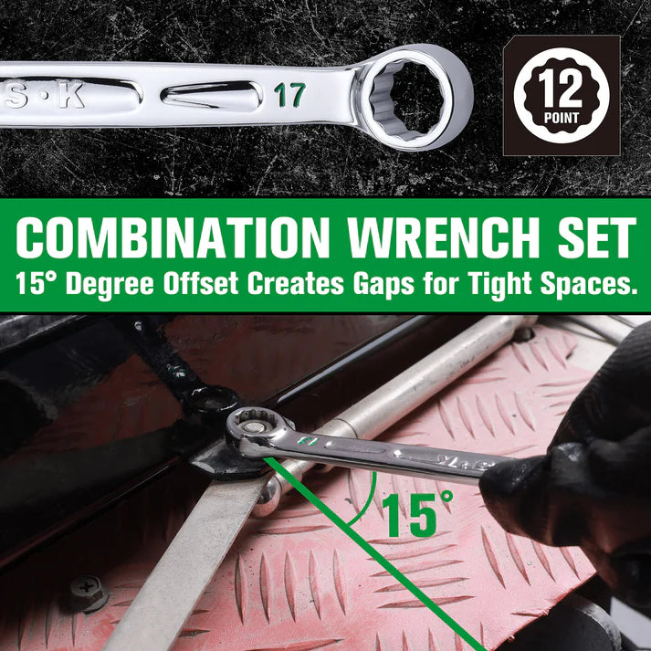 SK 16-Piece SAE/Metric Combination Wrench Set
