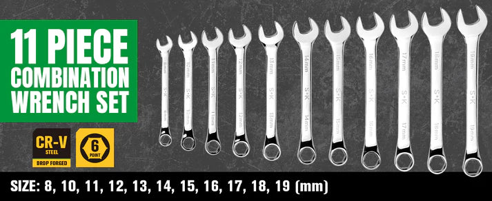 SK 11-Piece Metric Combination Wrench Set