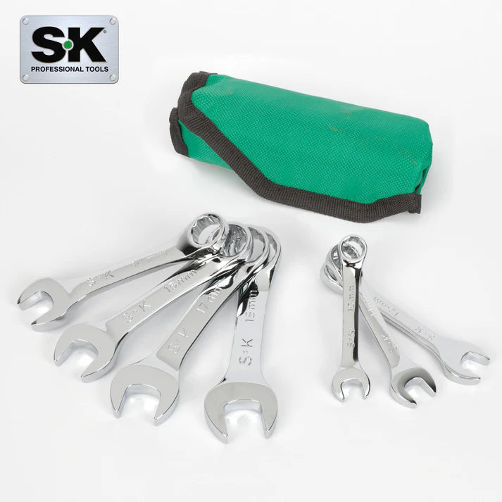 SK 7-Piece Metric Short Combination Wrench Set